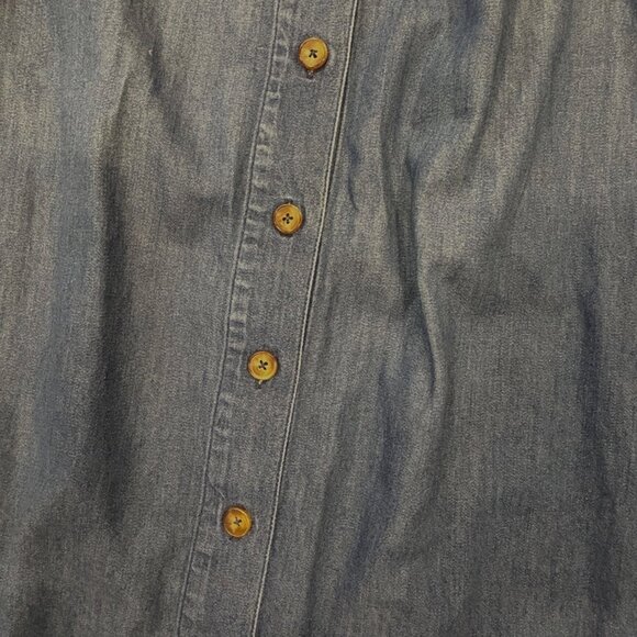 Vintage-Lizsport Womens Denim A-Line Midi Skirt Front Buttons Pocket Cottagecore - Picture 7 of 7